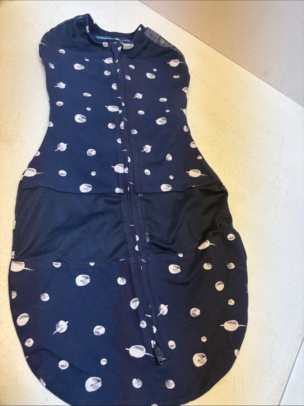 Happiest Baby Sleep Sack Swaddle - Navy with White Planet Dots